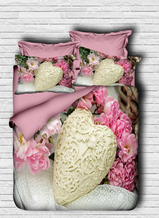 L'essentiel linge de maison Juego de funda de edredón individual Rosa y blanco L'essentiel linge de maison Juego de funda de edredón individual Rosa y blanco